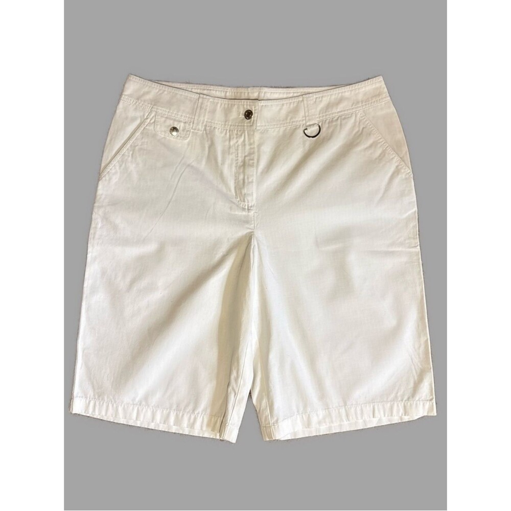 Jones New York Women’s Size 14 White Bermuda Shorts with D‑Ring Detail
